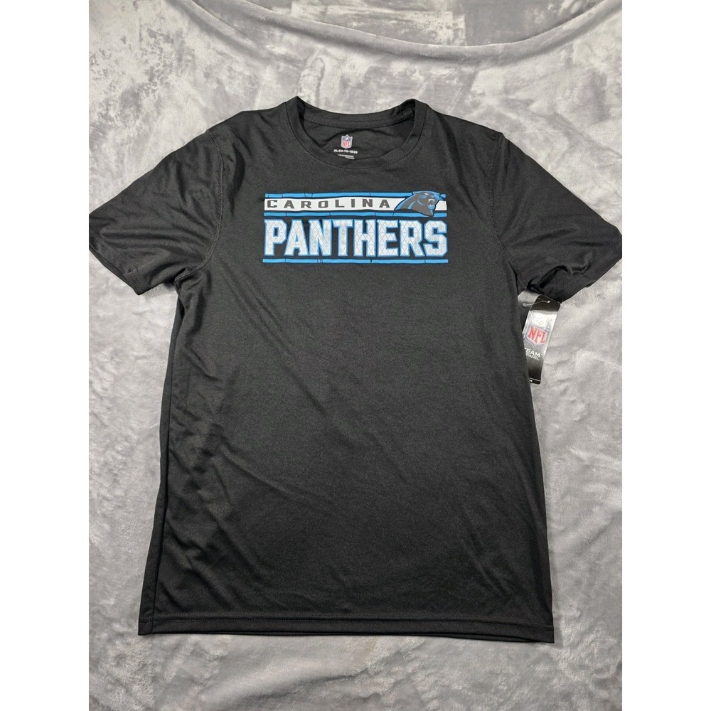 NWT NFL Carolina Panthers Short Sleeve Stretch‎ T-Shirt Youth XL (18/20) Graphic